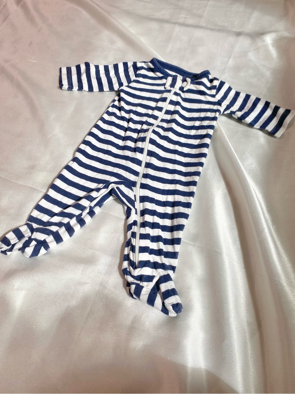 Child of mine Striped Navy and White Baby One-Piece Footed Sleeper Size Newborn